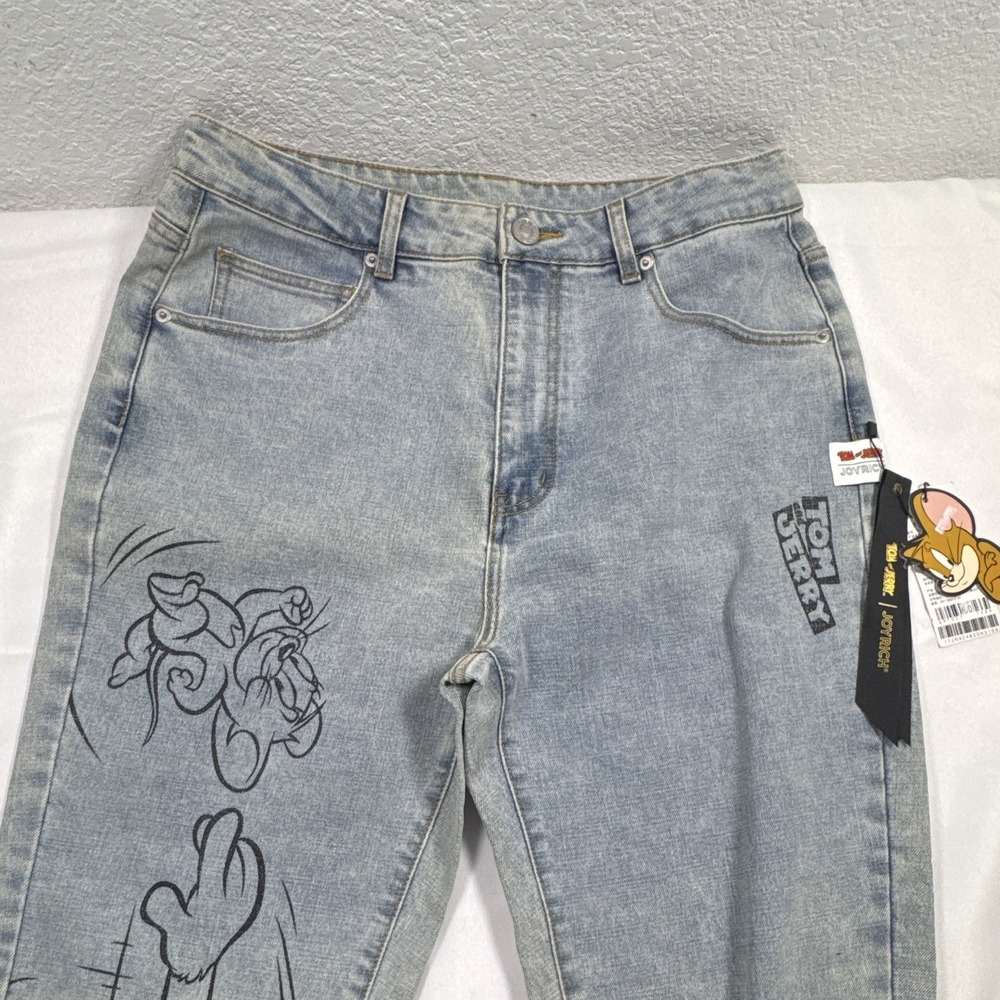 JOYRICH Tom & Jerry Graphic Jeans Mens 32 L Light Wash NWT Streetwear Denim